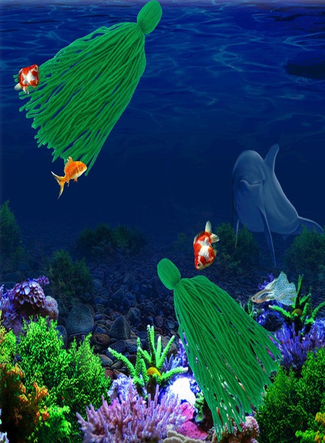 TTFdacai 2PCS Fish Spawning Mops Fish Breeding Aquatic Plant Fish Hideout for Aquarium Floating, Fry Hiding Decorations, Green - Image 3